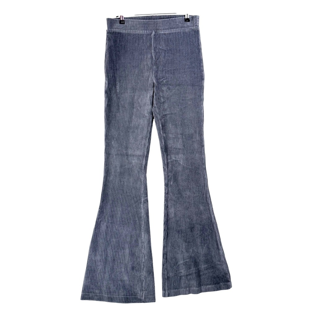 Aerie Ribbed Corduroy Flare Pants Blue Gray Bell Bottoms 5436-1485-93 Size M Reg
